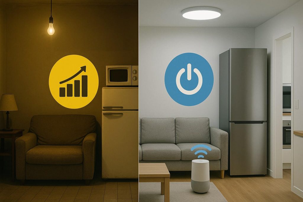 Antes e depois de mudanças no consumo e uso de IoT para economia de energia em uma residência