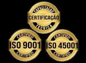 certificados iso 9001 45001 e de capacitação tecnica