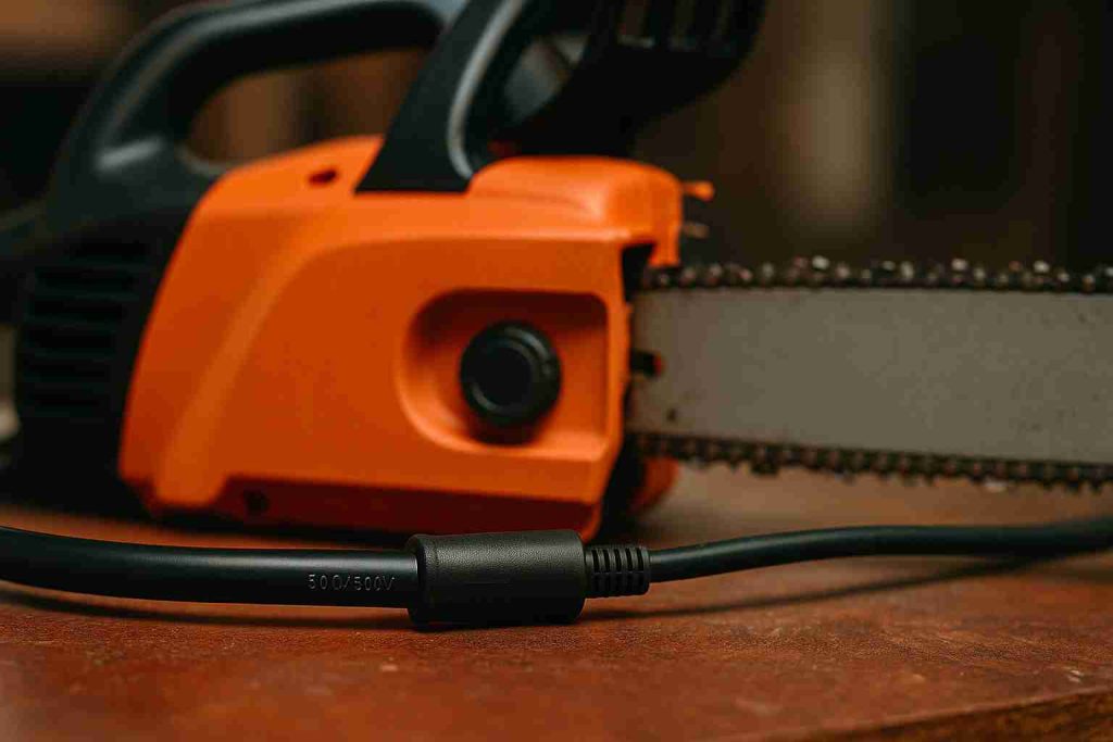 Cabo PP 500V conectado a ferramenta elétrica portátil, mostrando aplicação prática em equipamentos móveis