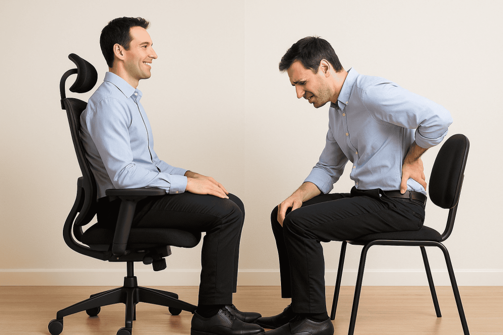 A cadeira ergonômica adequada a NR-17 oferece maior conforto ao trabalhador na comparação