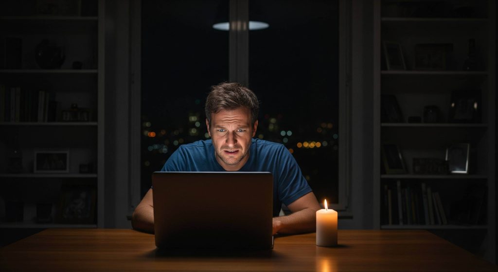 Trabalhador em home office sofre com apagão e fica sem luz