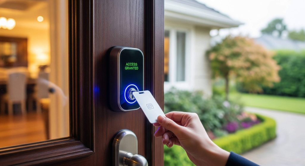 Fechadura com tag instalada em uma residência