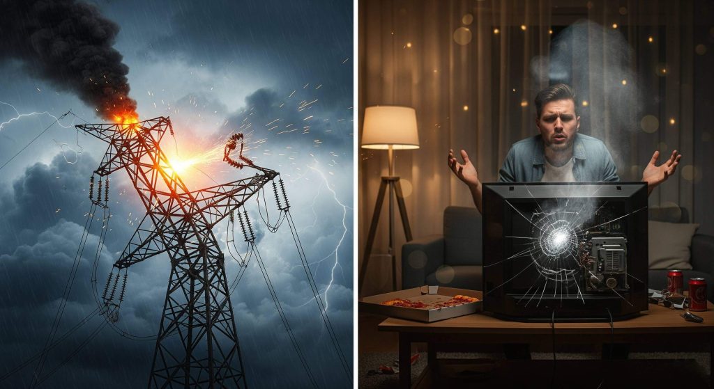 Oscilação de energia queima aparelho elétrico de consumidor