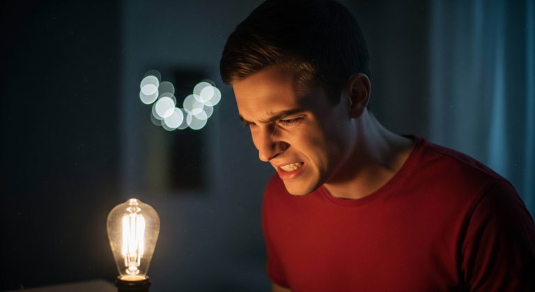 Consumidor frustrado com lâmpada fraca, problema causado pela queda de tensão em sua rede elétrica