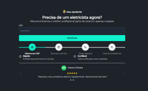 coimo automatizar a casa: tela do apll meu ajudante mostrando como é simples encontrar eletricistas próximos 