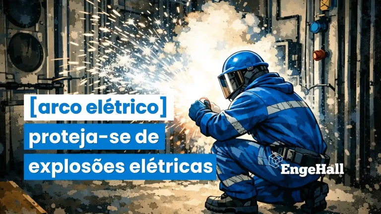 Profissional usando equipamento de proteção realiza manutenção em arco elétrico para evitar explosões elétricas, evidenciando a importância da segurança elétrica.