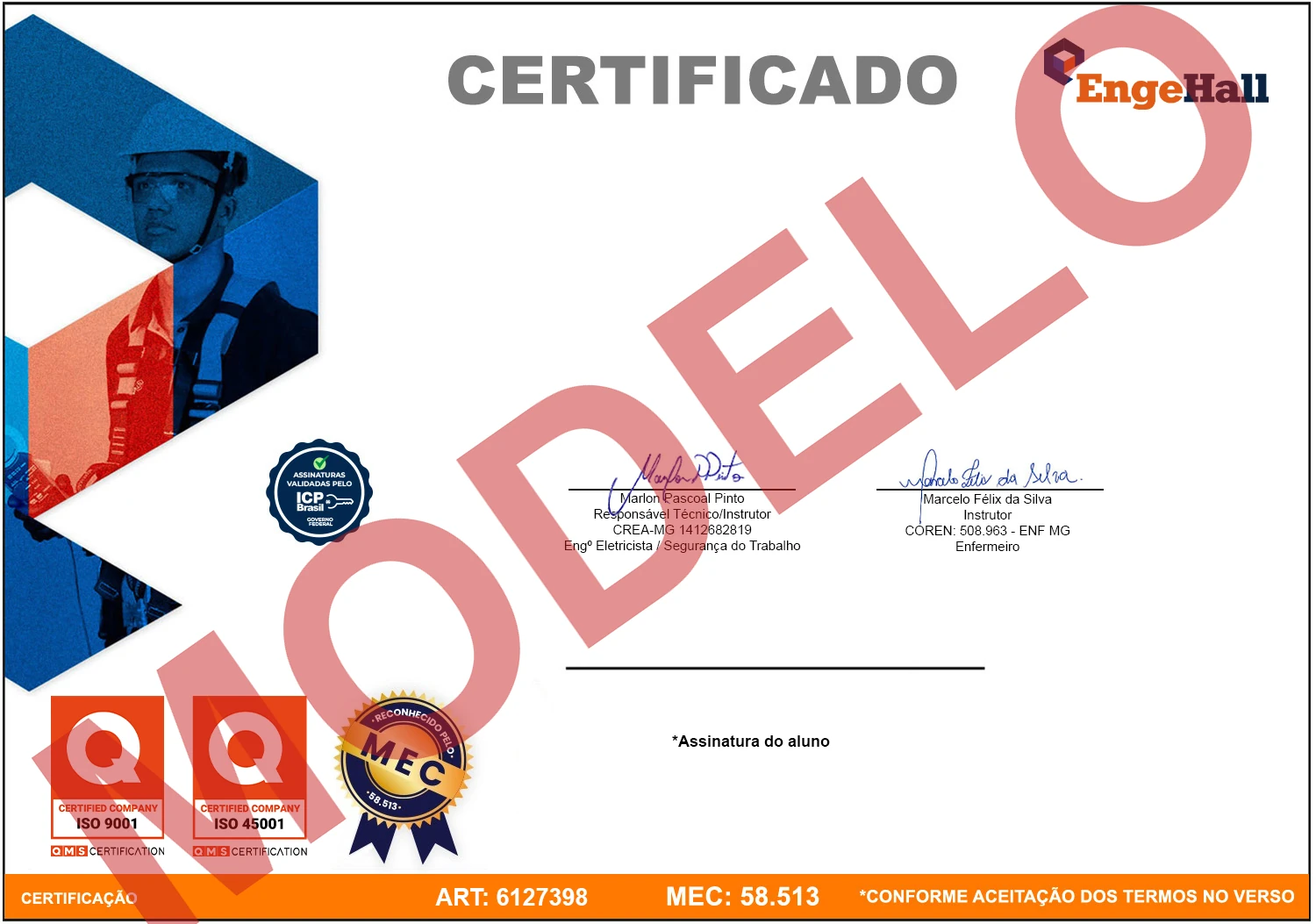 Modelo Certificado NR-10 Engehall