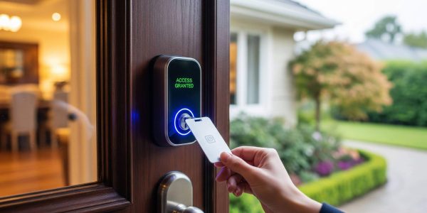 Fechadura com tag instalada em uma residência