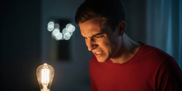 Consumidor frustrado com lâmpada fraca, problema causado pela queda de tensão em sua rede elétrica
